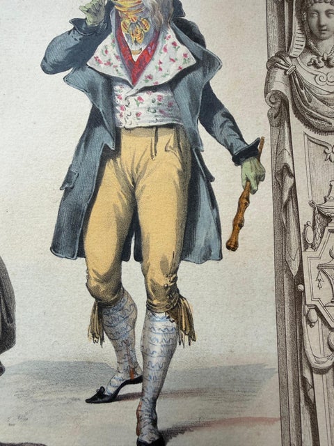 French Directoire Period Costume Lithograph, 1794, Published 1847, view 9
