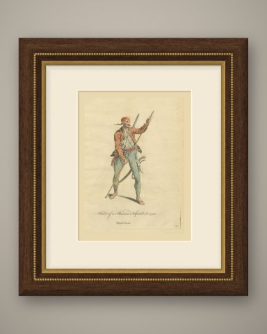 Habit of a Rascian Tolpatch in 1742, Hand Colored Jefferys Costume Plate, 1757, shown framed