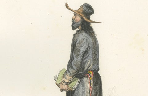 Russian Traditional Costumes and Trades, Set of Four Antique Prints, circa 1850, close-up 3