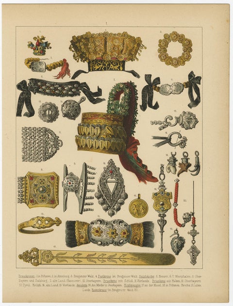 The Costumes of Germany, Bohemia & Austria; Wedding Crowns, Jewellery etc., 1870, view 2