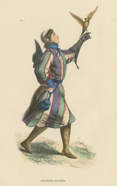 The Noble Sport: A German Falconer in 'Costume du Moyen Âge, 1847, close-up 4