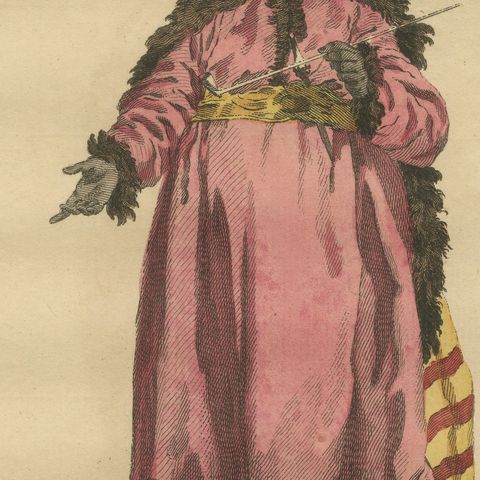 Ottoman Chief Black Eunuch Costume Print, Hand-Colored, 1749, close-up 6