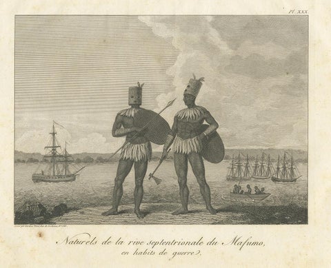 Antique Print of Burmese Natives in War Costume of old Burma (1800), view 2