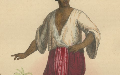 Traditional Siamese Attire: A 19th Century Ethnographic Portrait from Thailand, close-up 2
