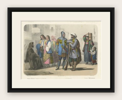 Moldavian and Circassian Costumes, Peoples of the Danubian Provinces, c.1845, shown framed