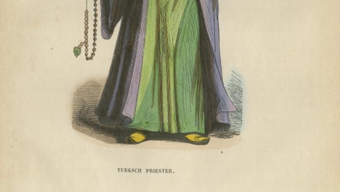 Turkish Religious Scholar - Antique Ottoman Costume Lithograph, c.1852, close-up 4