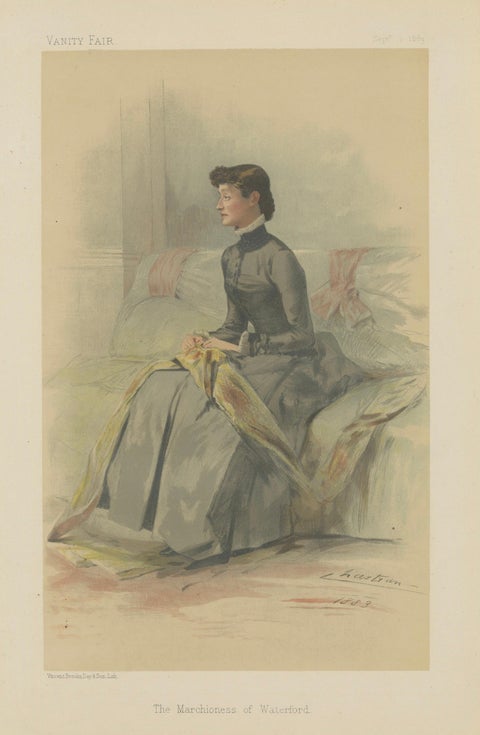 Elegant Victorian Lady Portrait, Vanity Fair Marchioness of Waterford 1883, close-up 1
