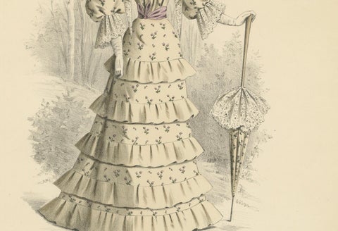 Victorian Fashion Flourishes: A Lithograph for the 1889 Exposition Universelle, close-up 3