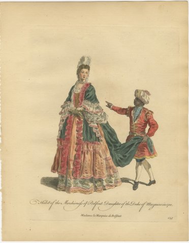 Marchioness of Belfont with a Page in 1700, Jefferys Costume Plate, 1757, view 2