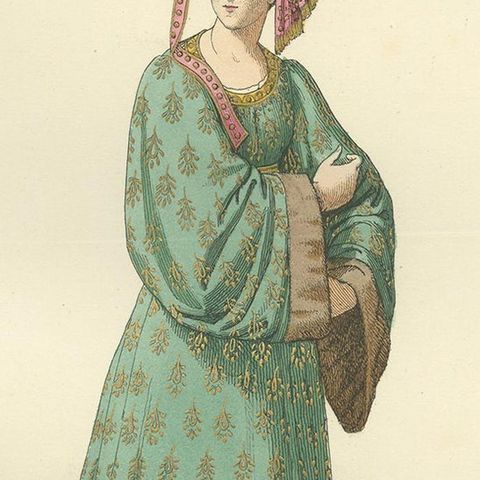 Antique Print of a Noblewoman from Siena, Italy, by Bonnard, 1860, close-up 2