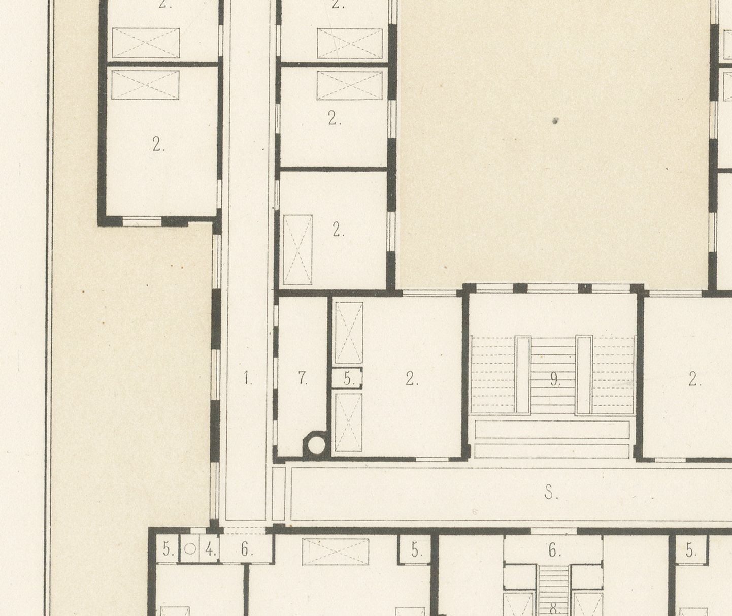 Prinsengracht Hospital, Amsterdam, Dutch Architecture Print, Leliman, 1865-1866, view 5