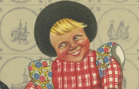 Joyful Children's Round Dance in Spakenburg Costume, Dutch Folk Art Print, 1932, close-up 3