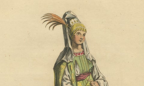 Habit of a Noble Lady of Alexandria in 1581, Elegant Ottoman Costume Print, 1749, close-up 3