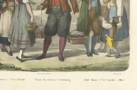 German Regional Costumes, Bavarian and Saxon Figures, c.1845, close-up 3