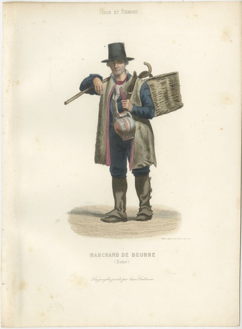 Three Antique Rome Trades & Costume Engravings, Papal Guard & Merchants, 1850, view 2