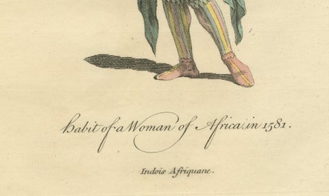 Habit of a Woman of Africa in 1581, Early Ethnographic Costume Engraving, 1749, close-up 5