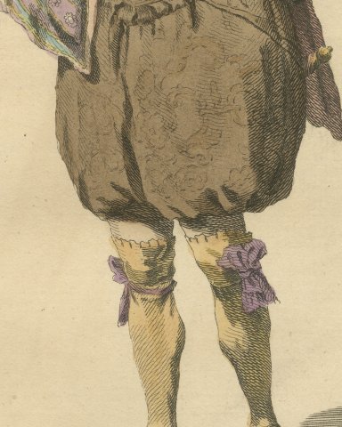 Nobleman of Burgundy in Purple Plumed Cap and Red Sash, Costume of 1581, 1757, close-up 2