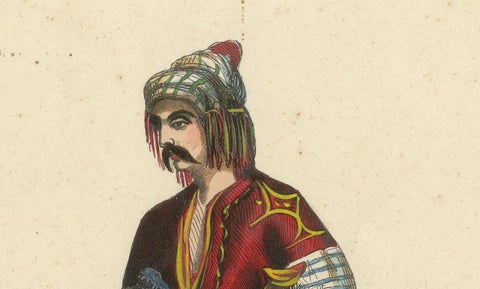Bulgarian Man in Traditional Dress, Hand-Coloured Lithograph, c.1845, close-up 2