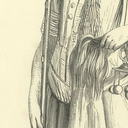 Warrior of Timor, Amfoang, Antique Wahlen Costume Print, 1843-1844, close-up 2