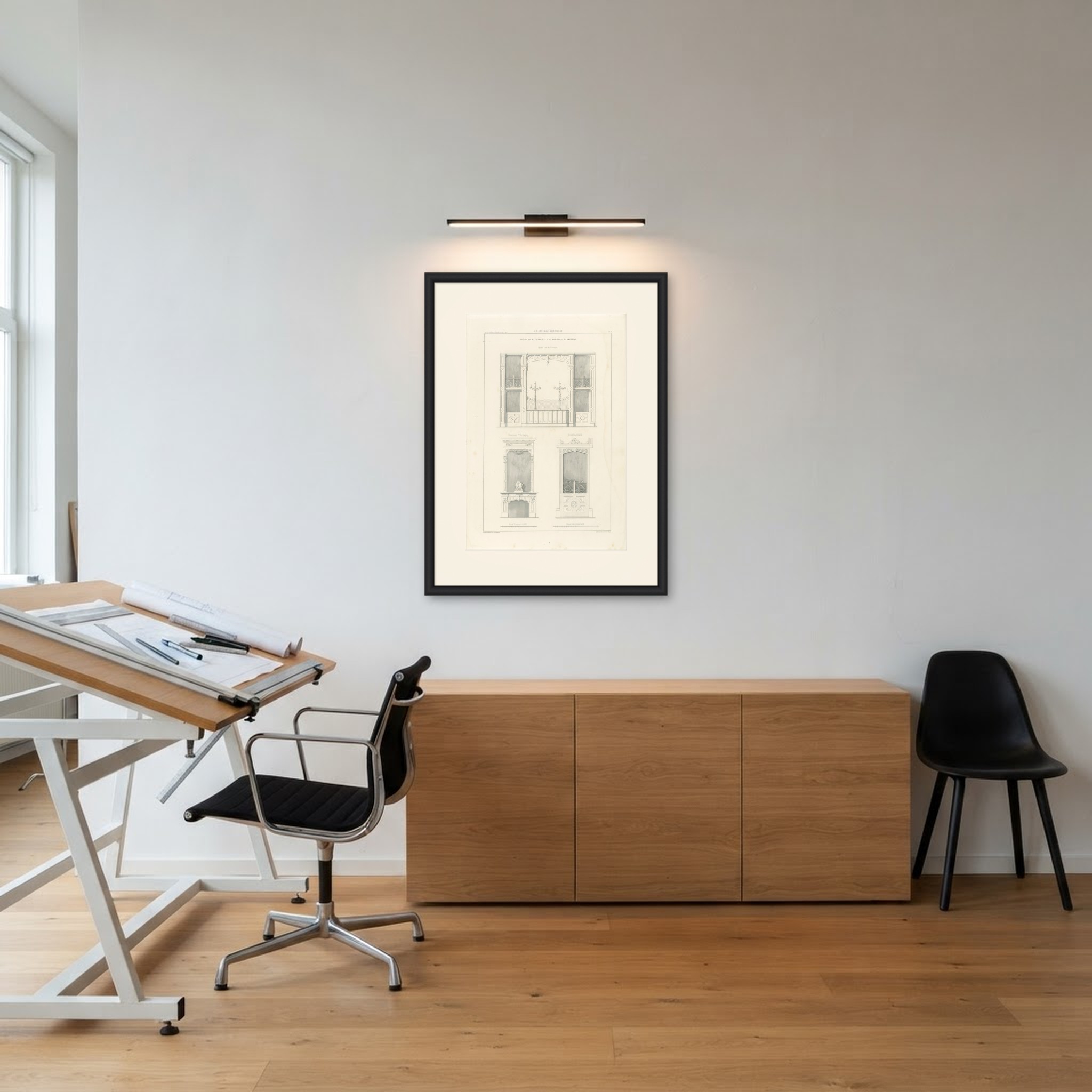 Amsterdam Shop Chimneypiece, Dutch Architecture Print, Leliman, 1865-1866, shown framed in a room