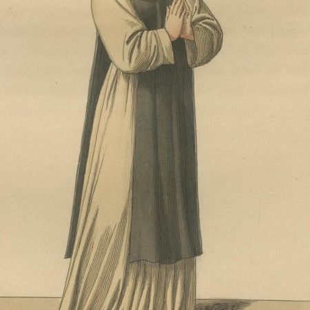 Servant, Dominican Nun and Young Lady in Traditional Italian Dress - 1845 Print, close-up 5