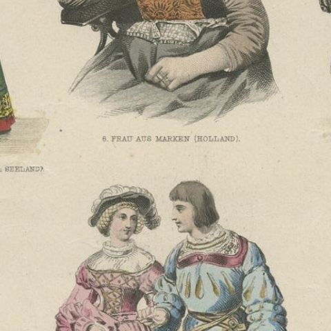 Decorative Print of Costumes of Hungary, England, Germany Holland Etc., C.1875, close-up 3