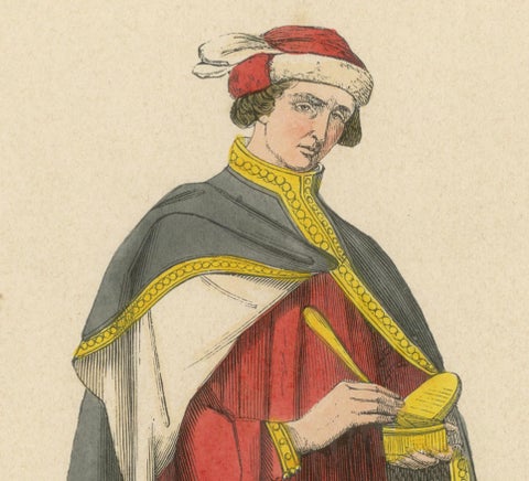 Attire of a Medieval Scholar: The Learned Physician of the Middle Ages, 1847, close-up 2