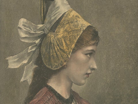 Linzerin, Austrian Folk Costume Print after Eduard Payer, ca. 1880, close-up 3