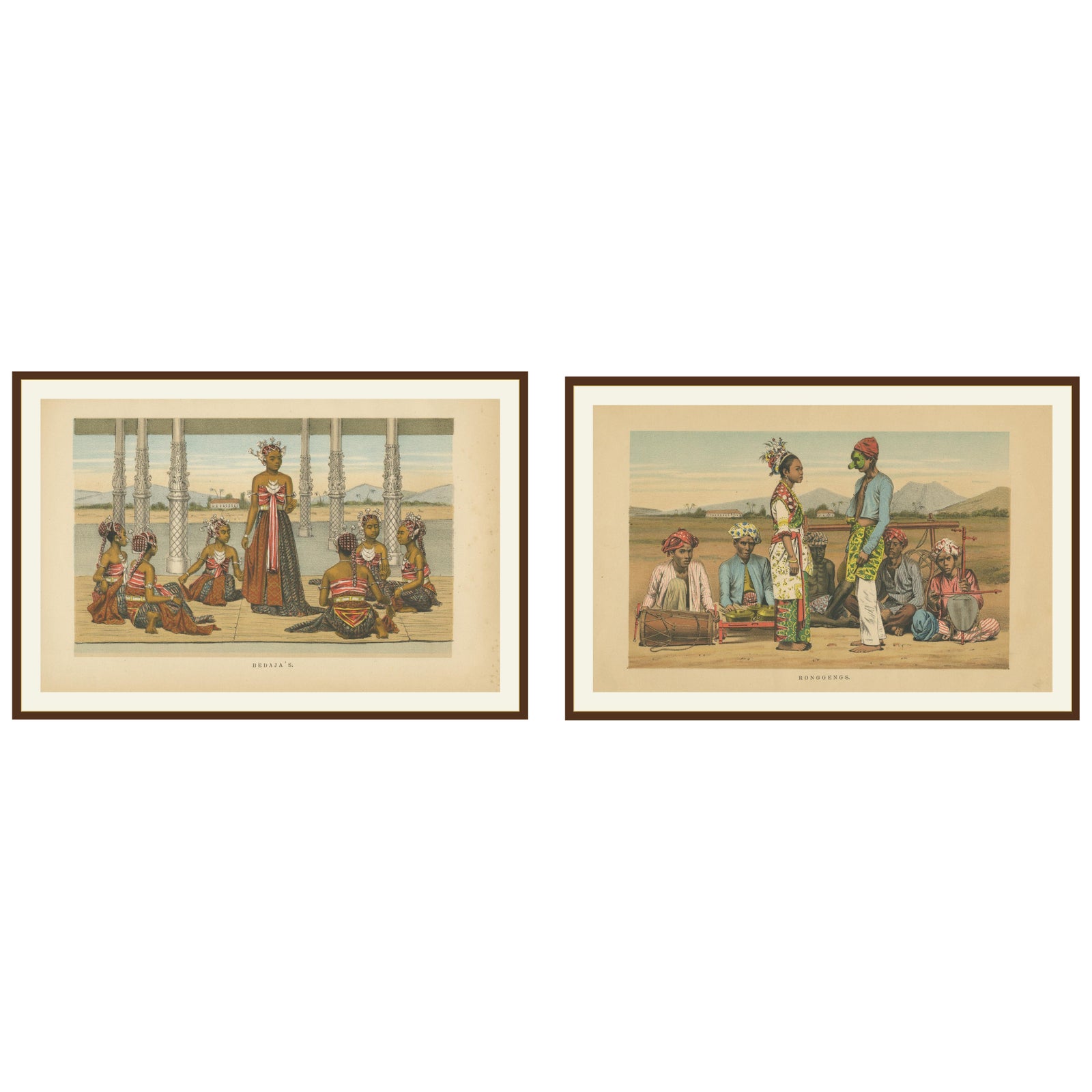 Antique Javanese Costume & Dance Prints, Bedajas and Ronggeng, c.1860