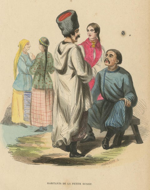 Antique Costume Print of Inhabitants of Little Russia by Wahlen, 1843, view 3