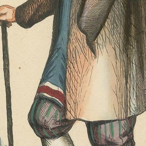 Antique Costume Print of Figures from the Black Forest by Wahlen, 1843, close-up 2