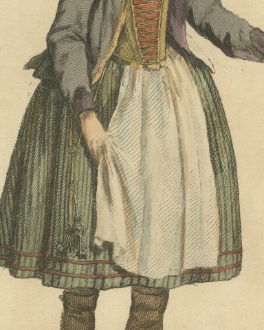Country Woman near Nuremberg in Laced Bodice and Apron, 1755, Jefferys 1757, close-up 2