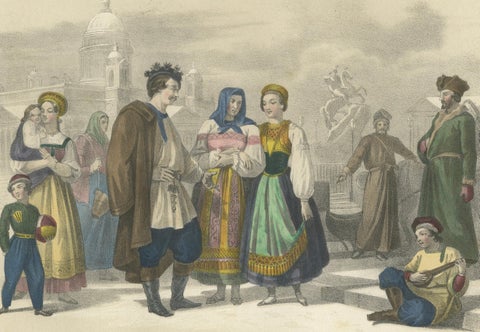 Russian and Finnish Costumes, Peasants and Nobility of St. Petersburg, c.1845, close-up 5