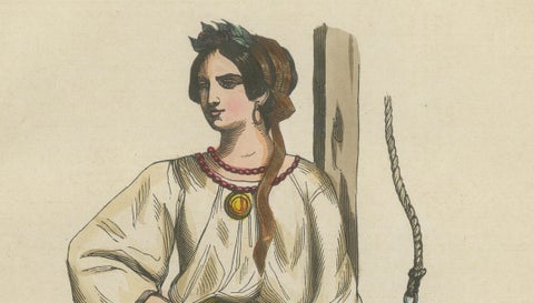 Russian Woman from Ukraine - Antique Costume Lithograph, c.1852, close-up 2