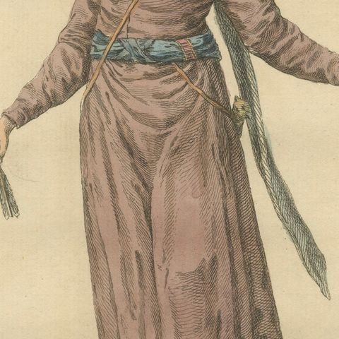 Crimean Tartar Archer Costume Print, Hand-Colored Jefferys 1749, close-up 5