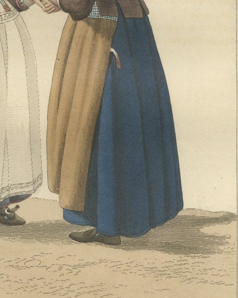 Congratulating the Bride, Dutch Costume Print, Maaskamp, 1811, close-up 3