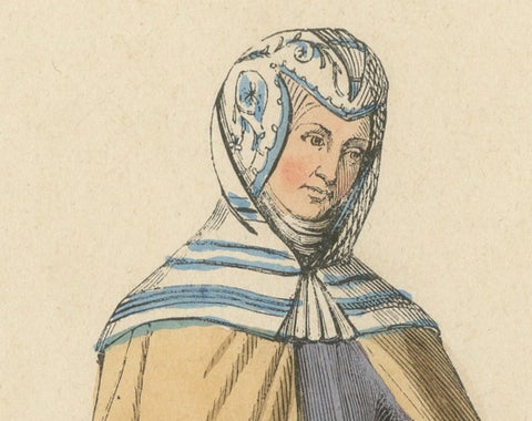 Dignified Poise of a Spanish Noblewoman in an Original Lithograph Published 1847, close-up 2