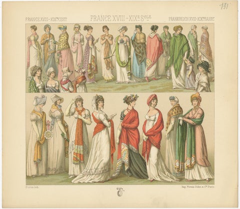 Antique Costume Print, French Women’s Fashion 18th–19th Century, view 2