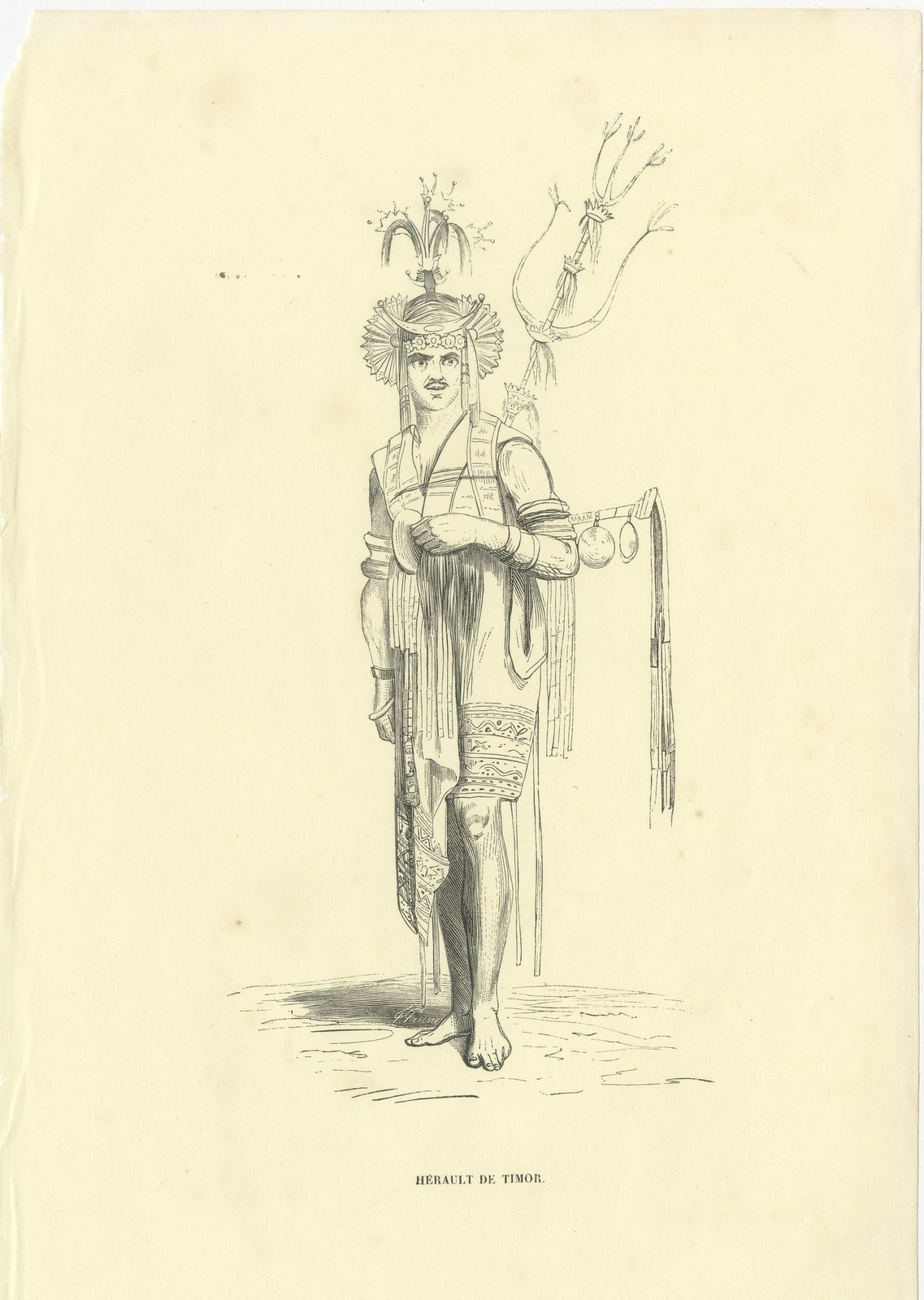 Herald of Timor, Antique Wahlen Costume Print, 1843-1844