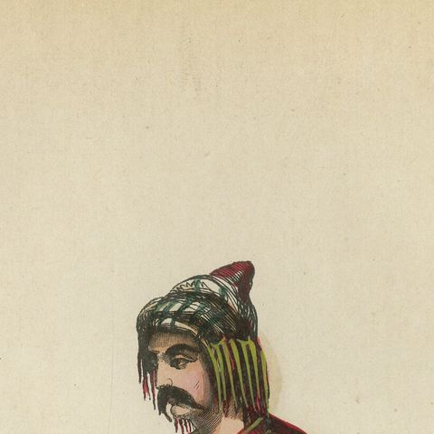 Bulgarian Man in Traditional Dress - Antique Costume Lithograph, c.1852, close-up 6