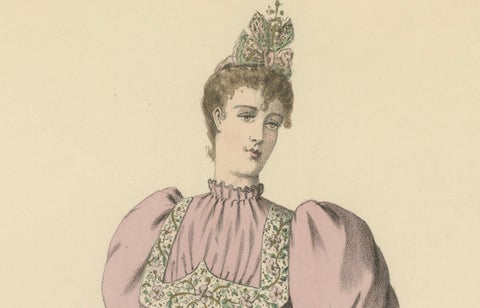 Victorian Splendor: Fashion Lithograph from the 1889 Exposition Universelle, close-up 3