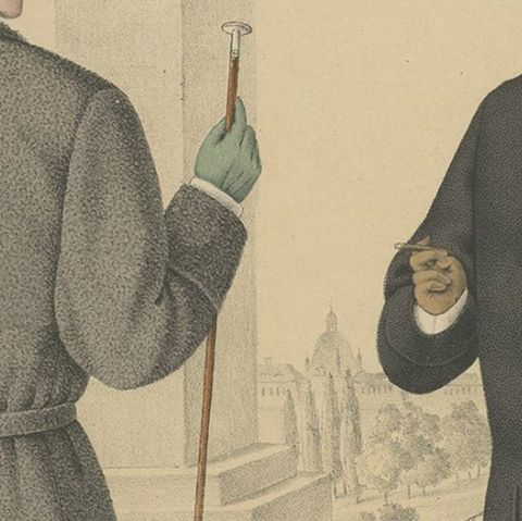 Antique Print of Men's Fashion, c.1900, close-up 2
