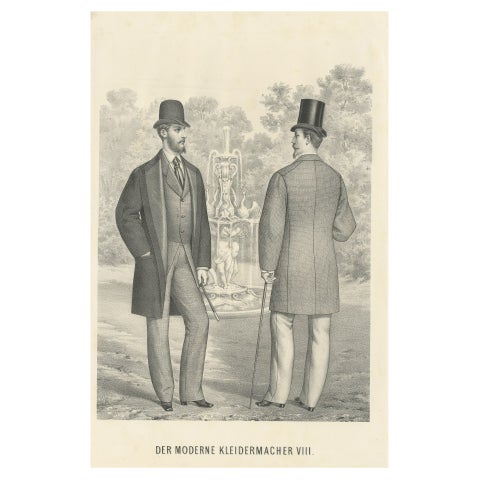 Antique Decorative Print of Men's Fashion, c.1890