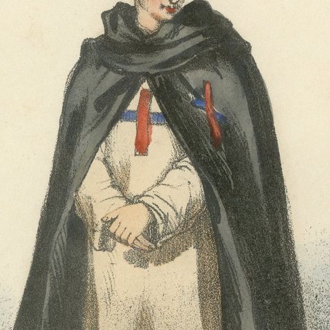 Antique Handcolored Print of a Reformed Redeemer in Ceremonial Robes, 1862, close-up 2