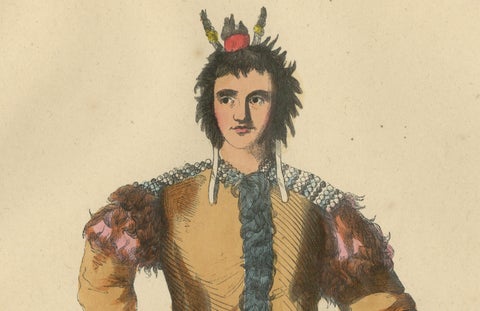 Yakut People in Traditional Attire, 1844 Handcolored Lithographs, close-up 4