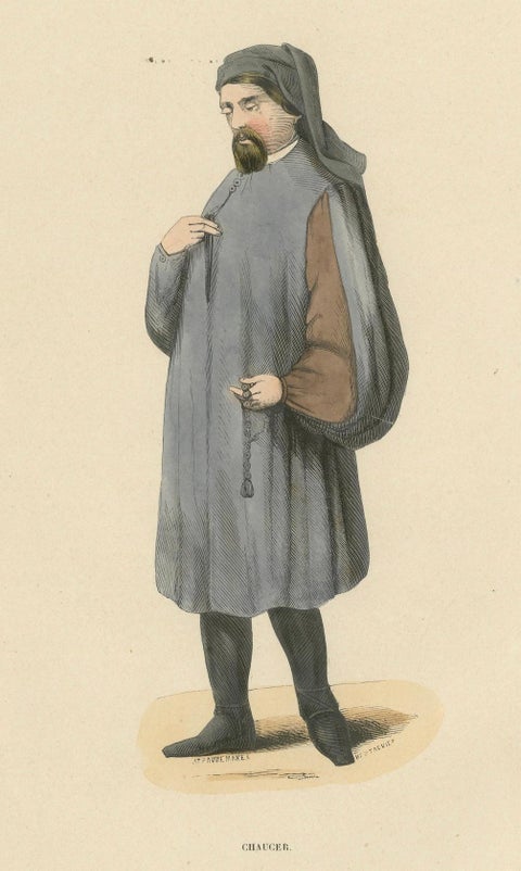 Medieval Sobriety: A Scholarly Figure in 'Costume du Moyen Âge, 1847, close-up 4