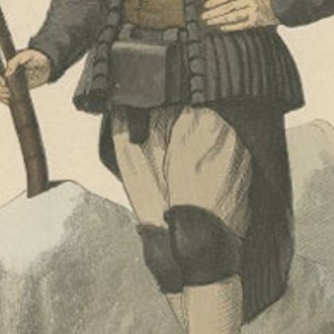 Antique Costume Print of a Saxon Miner in the Year 1600, Published in 1880, close-up 2