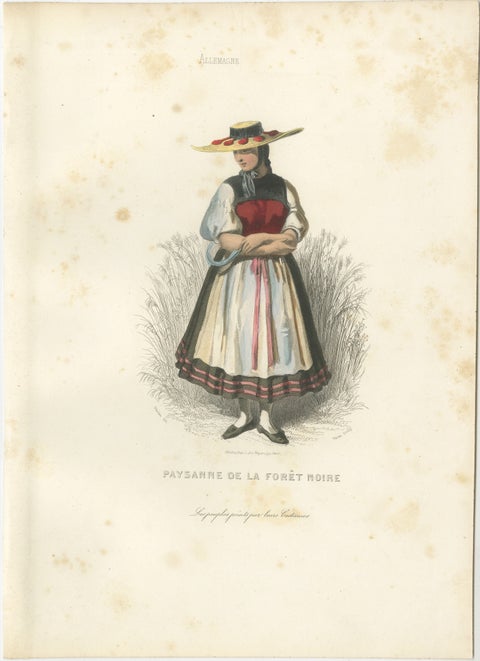Set of Three Antique German & Hungarian Folk Costume Engravings, circa 1850, view 7