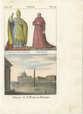 The Pope in Solemn Vestments, a Cardinal and Saint Peter's in the Vatican, 1842, view 2