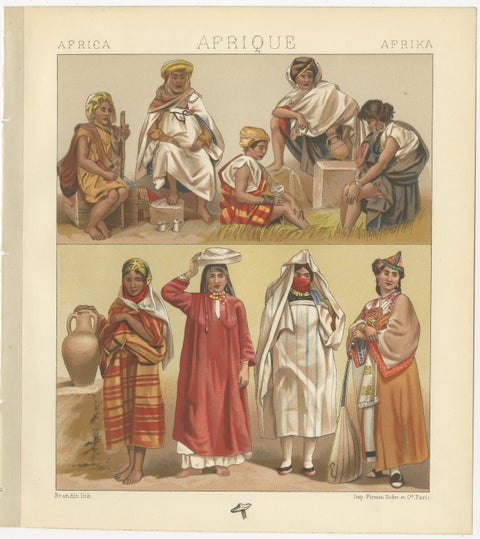 North African Costumes & Figures Set of 4, Racinet Afrique Plates, 1888, view 5